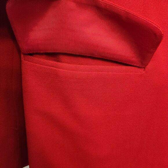 VTG RALPH LAUREN Red Wool Blazer Riding Equestrian Longline 90s Velvet USA Sz 2P - Picture 5 of 11